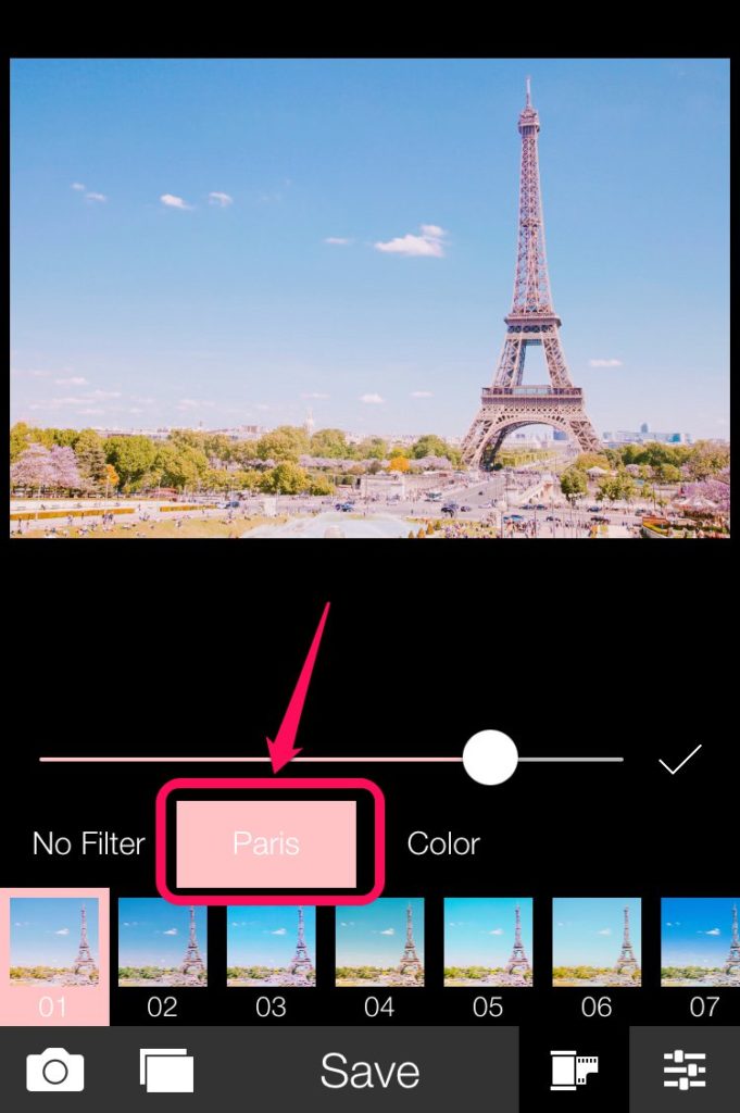 parisプレビュー_ピンクっぽいフィルターをかけれるiPhone向け画像編集アプリ6選とその使い方