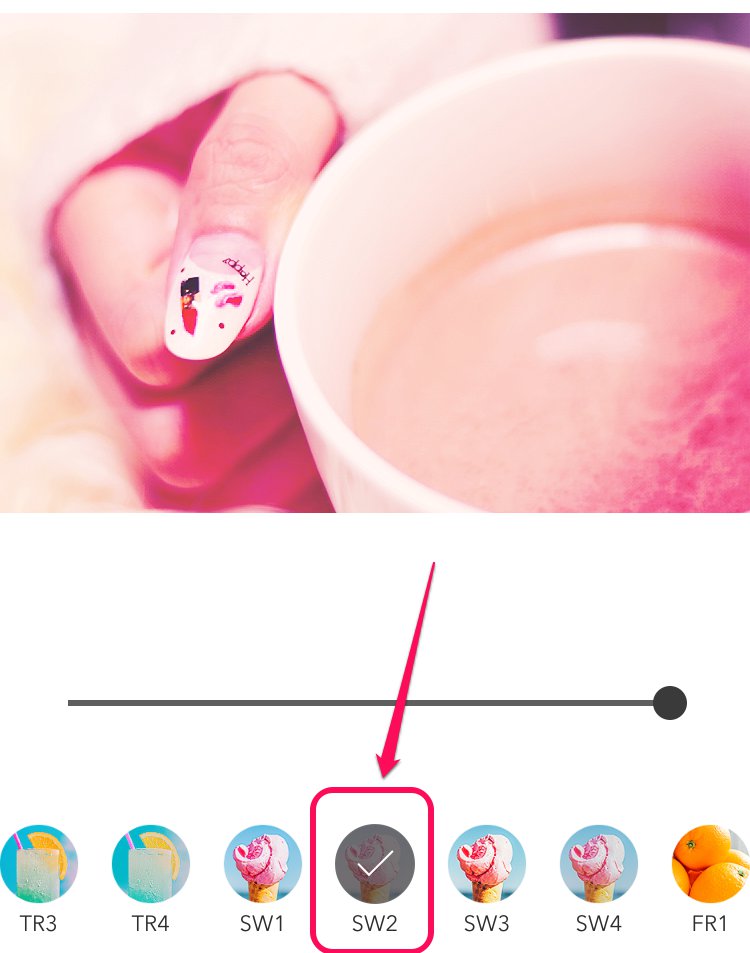FoodieエフェクトSW2_ピンクっぽいフィルターをかけれるiPhone向け画像編集アプリ6選とその使い方
